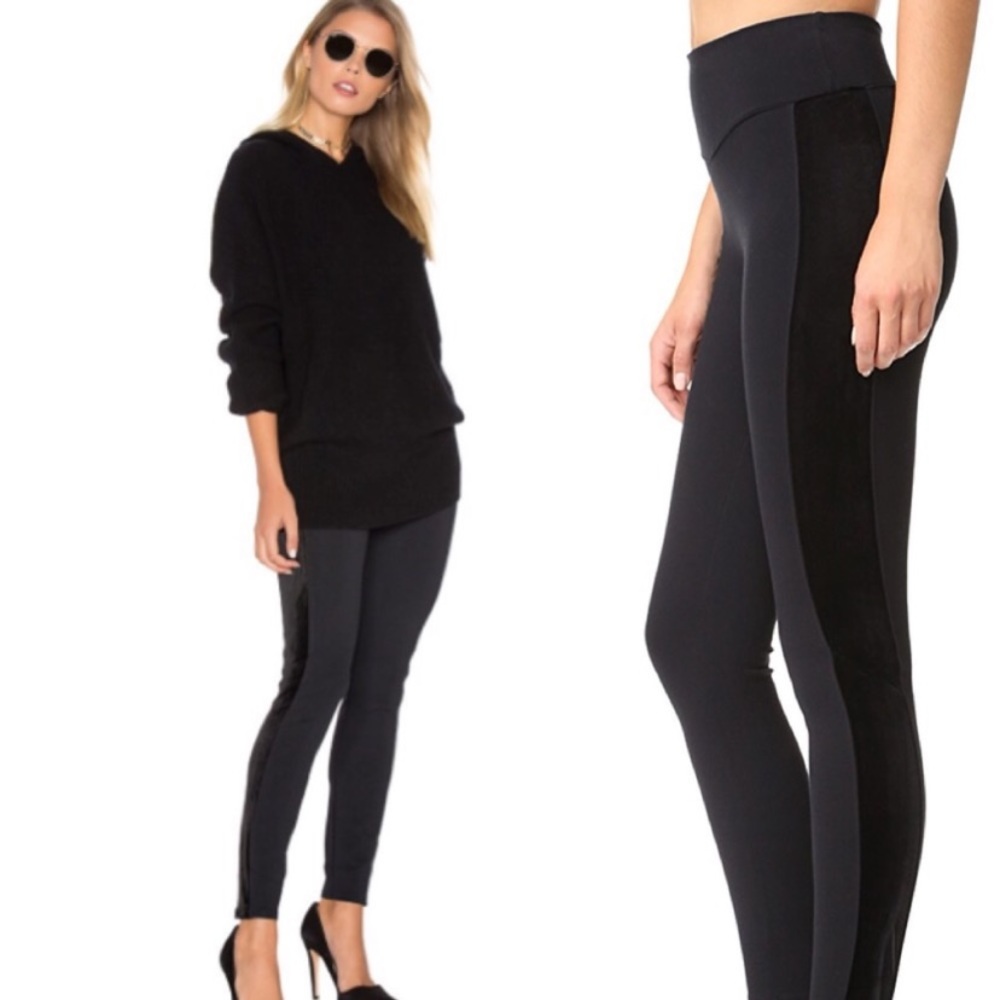 EUC SPANX Ponte Leggings with Velvet aside Stripe!